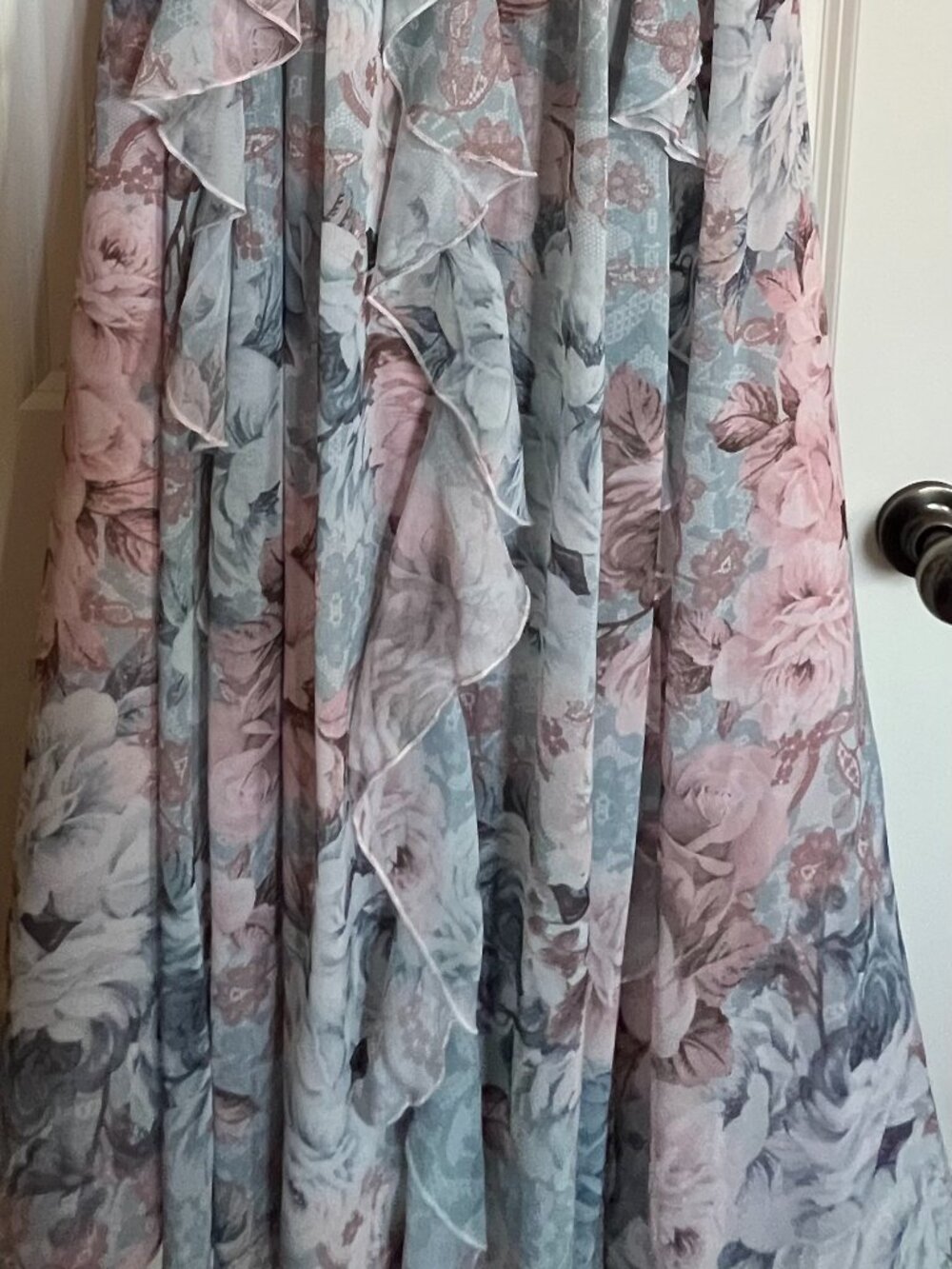 ASOS LUXE Halter Maxi Dress with Waterfall Ruffles – Lace Floral Print - Picture 11 of 13